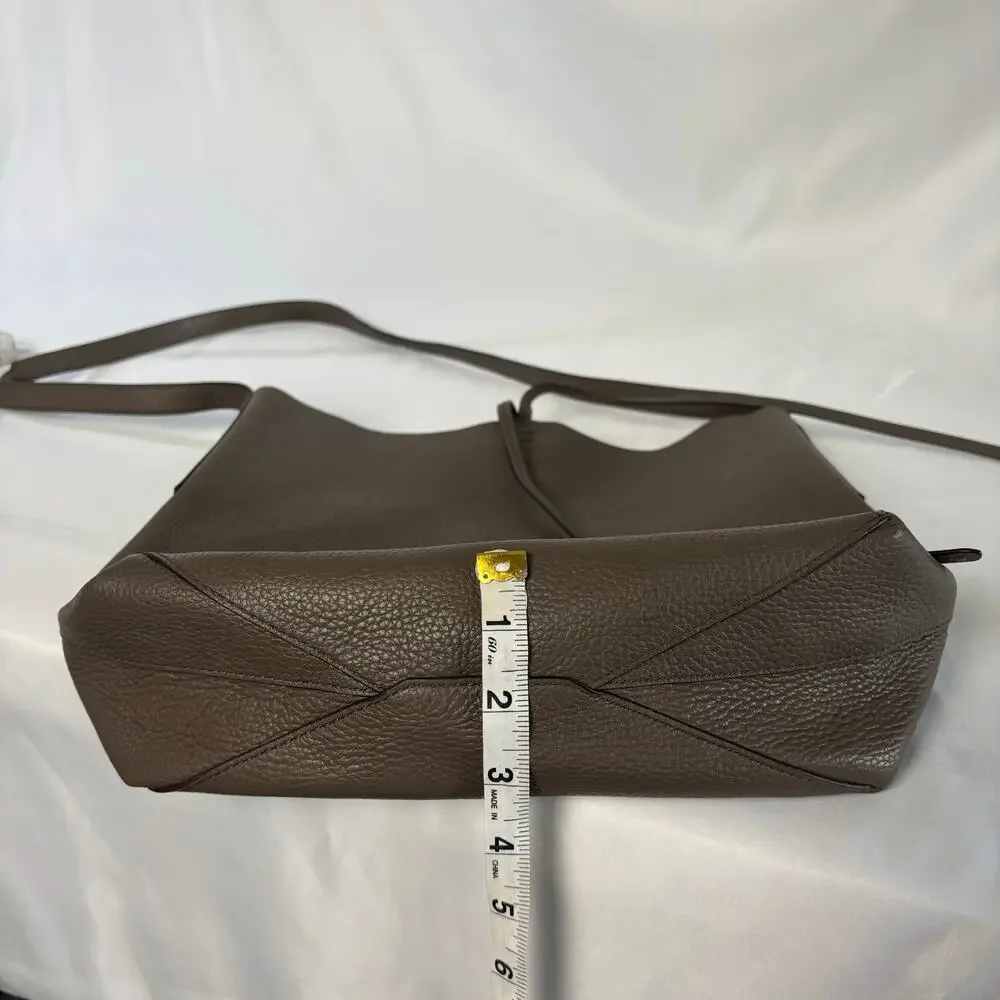 Michael Kors Junie Large Pebbled Leather Messenger Green Taupe Shoulder Bag